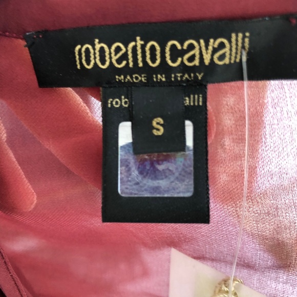 Vintage Roberto Cavalli 100% Silk Blouse-Sheer Burgundy-Made in Italy - Picture 7 of 10